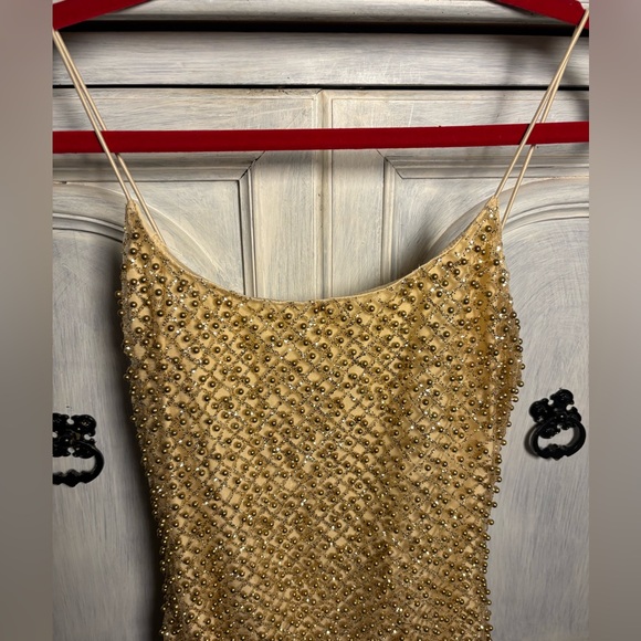 Oh Polly Drop A Glint Gold Embellished Mini Dress Cocktail Sexy - Picture 6 of 12